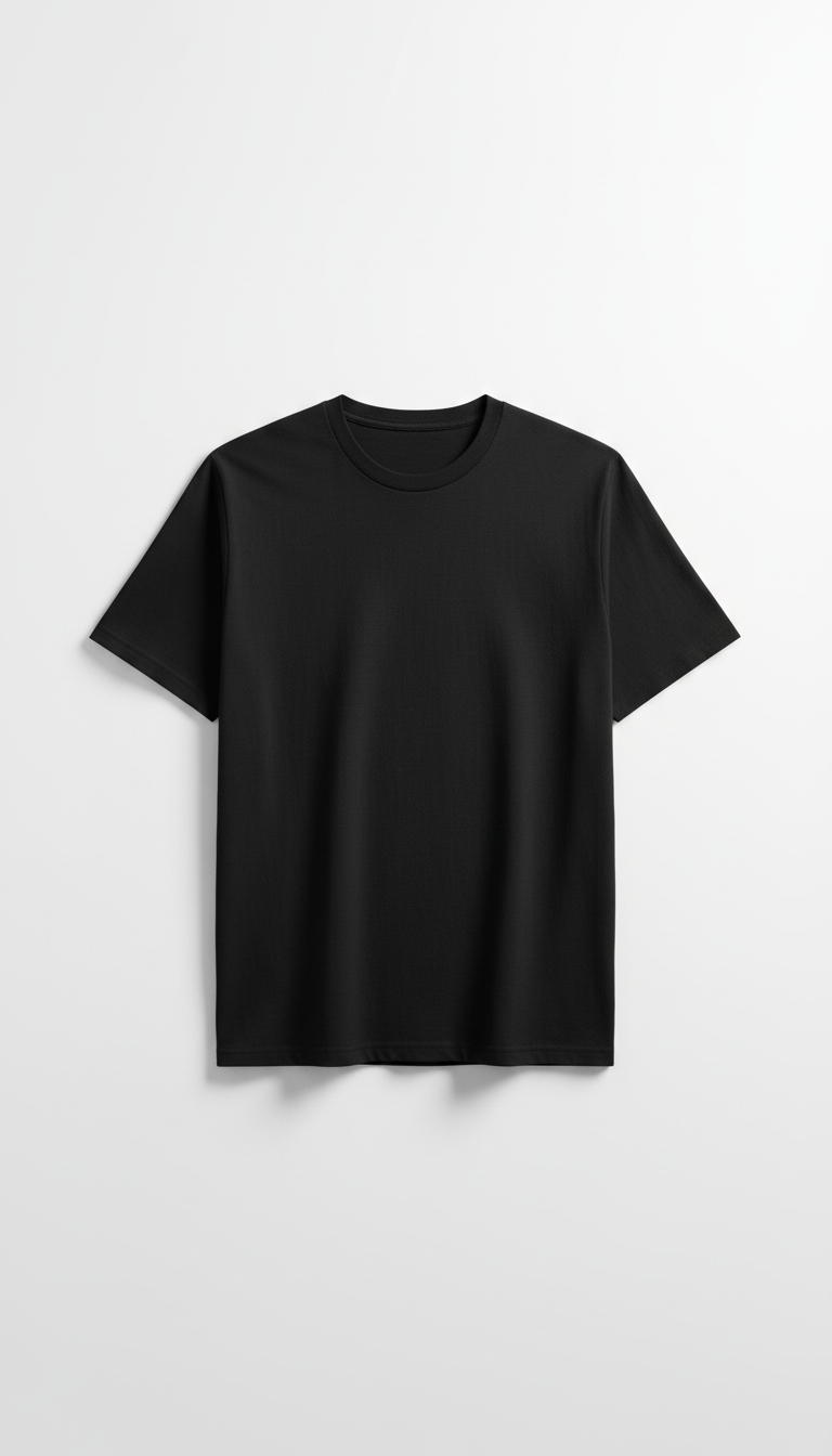 Black Cotton Tee with Flat Seams